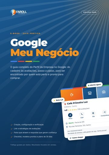 Capa do e-book Google Meu Negócio, edição 2026, da Faroll Performance